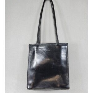 Vintage Gabahn Black Leather‎ Open Shoulder Purse Tote Bag New York City NYC